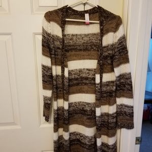 Brown and cream long cardigan